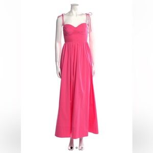 STAUD LANDRY SHIRRED COTTON-BLEND POPLIN MAXI DRESS IN BUBBLEGUM